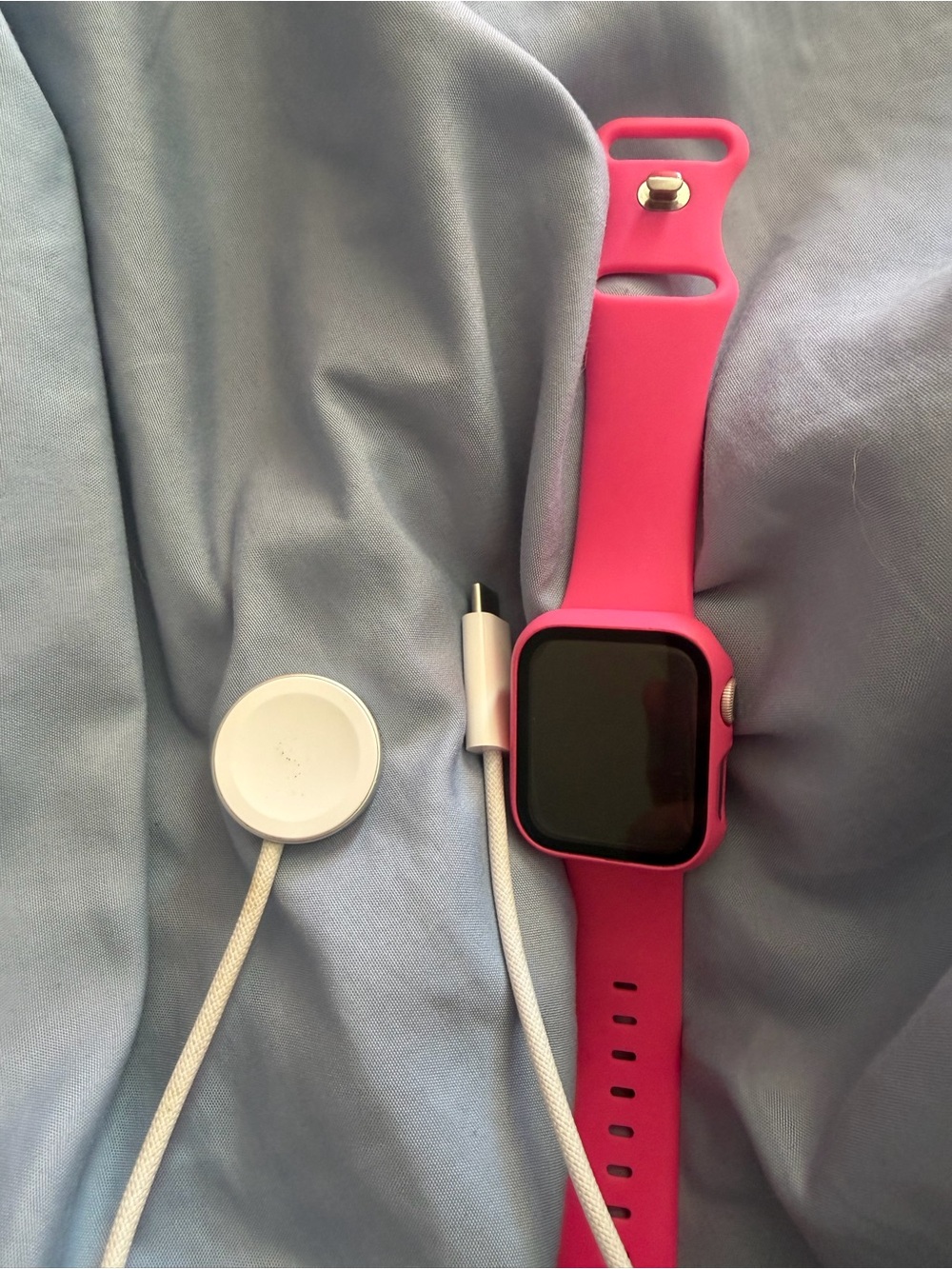 Apple Pink Silicone Smartwatch series 9 with Magnetic Charger